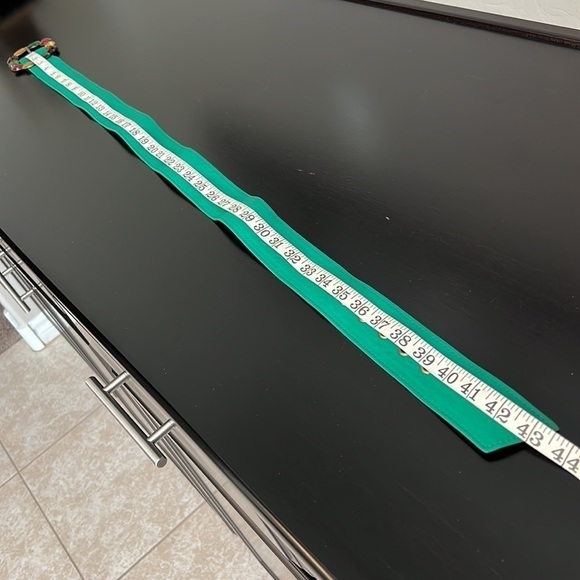 Pieces Verinda belt, multi color bejeweled buckle, green retro belt,43” length - Picture 5 of 16